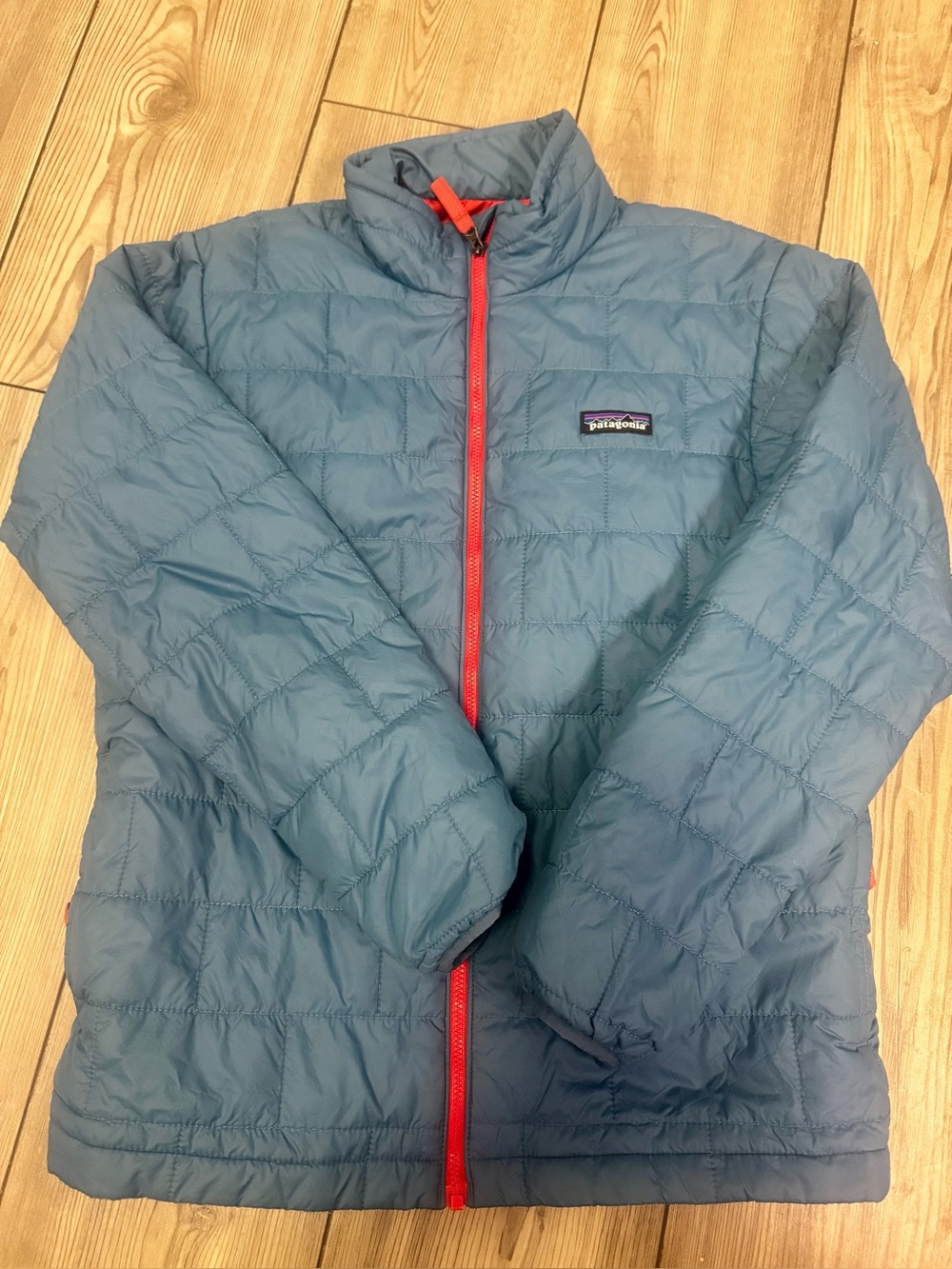 Patagonia Kids Teal Jacket with orange Lining